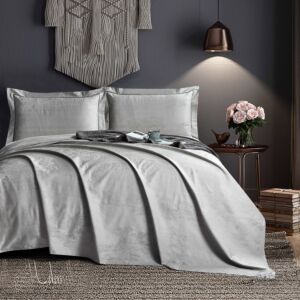 طقم شرشف لوسيا مطاط صيفي مزدوج جاكارد قطن 4 قطع - رصاصي