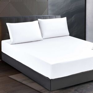 شرشف كانيز صيفي مطاط قطن كوين 200x160 سم قطعتين - ابيض