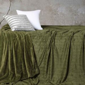 بطانية مانشستر خفيفة فرو مفرد ونص 230 × 180 سم - اخضر غامق