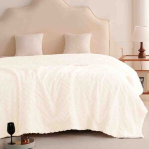 بطانية مزدوج مونتريال خفيفة فرو 240x220 سم - كريمي