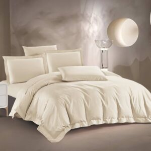 طقم لحاف كانيز صيفي مزدوج قطن 300 غرزة 6 قطع - بيج