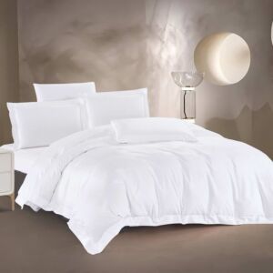طقم لحاف كانيز صيفي مزدوج قطن 300 غرزة 6 قطع - أبيض