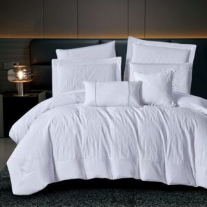 طقم لحاف أوليفر صيفي مزدوج قطن جاكارد فاخر 8 قطع - ابيض