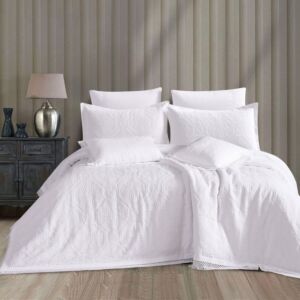 طقم لحاف مزدوج صيفي نيفادا - 8 قطع - أبيض