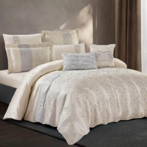 لحاف مزدوج كارفيلد - 8 قطع - بيج ورمادي