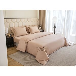 طقم لحاف مزن صيفي كوين 200x160 سم - بيج - 5 قطع