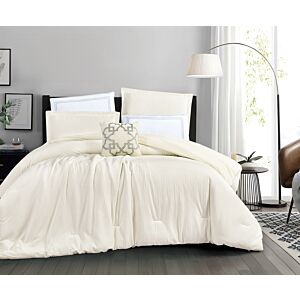 طقم لحاف لومي شتوي مزدوج - 7 قطع - كريمي فاتح