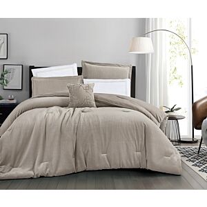 طقم لحاف شتوي لومي مزدوج - 7 قطع - بيج