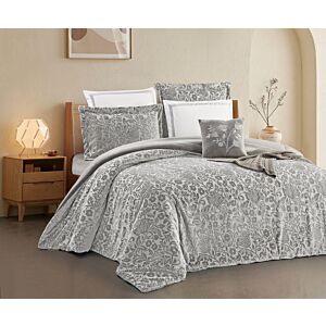 طقم لحاف مزدوج شتوي روان - 7 قطع - رمادي