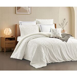 طقم لحاف مفرد ونص شتوي روان - 4 قطع - ابيض
