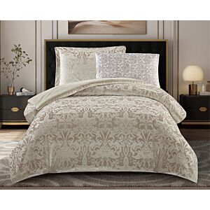 طقم لحاف شتوي مفرد ونص قرطبة - 4 قطع - بيج غامق