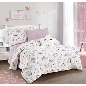 طقم لحاف أطفال شتوي هوب - 5 قطع - ابيض وموف