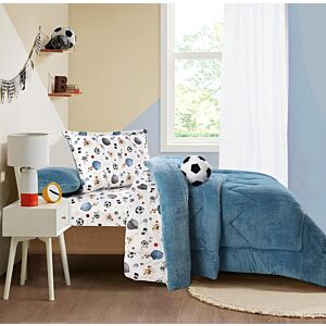 طقم لحاف لوميرا أطفال شتوي مفرد ونص - 5 قطع - ازرق