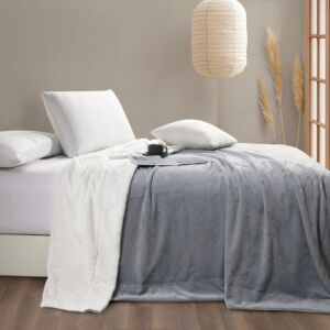 بطانية فرو شتوي مزدوج فاليريو - رصاصي فاتح