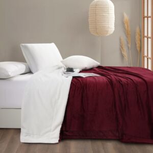 بطانية فرو شتوي مفرد ونص فاليريو - عنابي