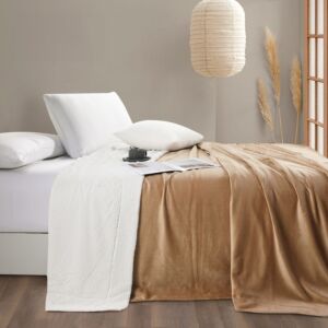 بطانية فرو شتوي مفرد ونص فاليريو - بيج