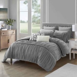 طقم لحاف صبرينا صيفي كوين - 150x200 سم - 6 قطع - رمادي