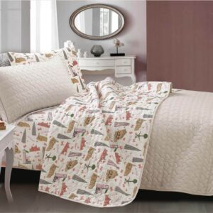 طقم لحاف للاطفال صيفي مفرد ونص تورينا - 4 قطع - بيج