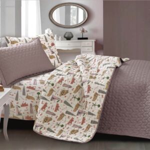 طقم لحاف للاطفال صيفي مفرد ونص تورينا - 4 قطع - ليلكي