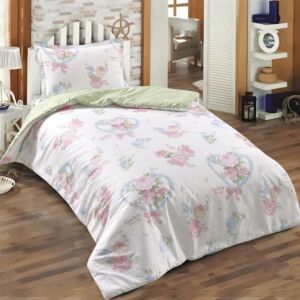 طقم لحاف مفرد ونص صيفي قطن الربيعي - قطعتين - أبيض و تيفاني