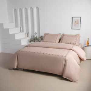 طقم لحاف فهده صيفي مزدوج فاخر مطرز 7 قطع - بيج