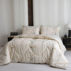 طقم غطاء لحاف مزدوج صيفي بدون حشوة سمرلاند - 6 قطع - كريمي