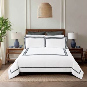 طقم لحاف عايدة صيفي مزدوج - 9 قطع - أبيض ورمادي