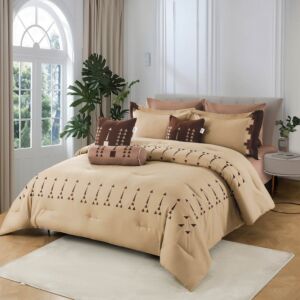 طقم لحاف الدرعية صيفي مزدوج - 9 قطع - بني