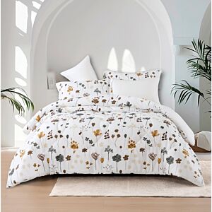 طقم لحاف ديزاير صيفي كوين 200x150 سم - أبيض - 4 قطع