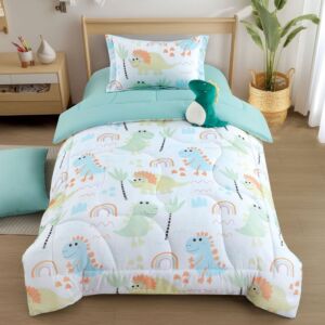 طقم لحاف اطفال مفرد ونص صيفي تيمون - 5 قطع - أبيض وتيفاني