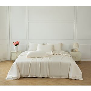 طقم لحاف ماجدة صيفي مزدوج بامبو - 7 قطع - كريمي