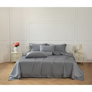 طقم لحاف ماجدة صيفي مزدوج بامبو - 7 قطع - رمادي