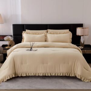 طقم لحاف شارم صيفي مفرد ونص - 4 قطع - بيج