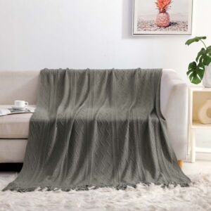 بطانية دان شال خفيفة بامبو - 130x170 سم - رمادي غامق