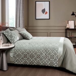 لحاف كوين صيفي كايرو جاكارد فاخر 150x200 سم - 5 قطع - رمادي