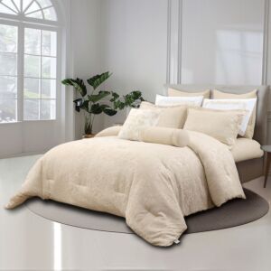 لحاف مزدوج صيفي أرلا جاكارد فاخر - 10 قطع - بيج