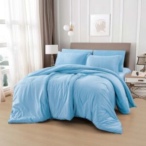 لحاف مزدوج شتوي مخمل تولا - 6 قطع - سماوي