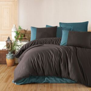 طقم لحاف بيور صيفي مزدوج قطن تركي 9 قطع - أسود وازرق