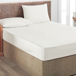 طقم شرشف مطاط صيفي مزدوج جيلان - 3 قطع - كريمي