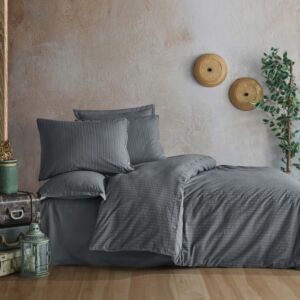 طقم لحاف صيفي قطن مفرد و نص أوليرن - 5 قطع - رمادي