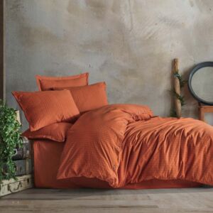 طقم لحاف صيفي قطن مفرد و نص أوليرن - 5 قطع - برتقالي