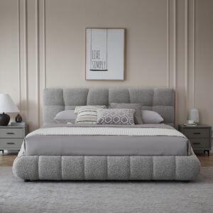 سرير كينغ بوكليه راين 180x 200 سم - رمادي فاتح