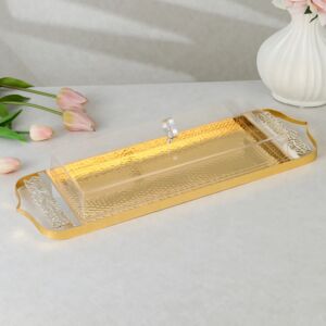 صينية تقديم فاخرة مع غطاء - ذهبي وفضي