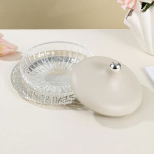 تمرية متوسطة زجاج من جوار - بيج وفضي