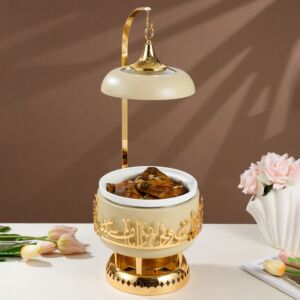 سخان تقديم طعام صغيرة من جوار - كريمي وذهبي