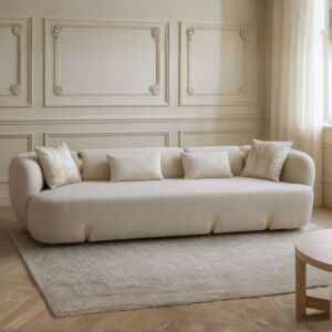 كنبة 4 مقاعد ريان - بيج وذهبي