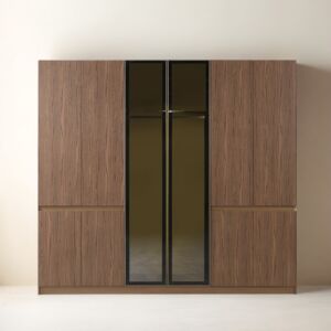 خزانة ملابس 6 أبواب ريغان - بني واسود