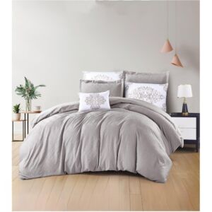طقم لحاف كينج جاكار 7 قطع - رمادي