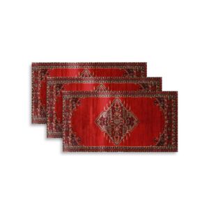 طقم سجاد سوبر تيماء - 80x200 سم - 3 قطع - احمر واسود