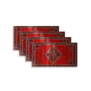 طقم سجاد سوبر تيماء - 80x200 سم - 4 قطع - احمر واسود